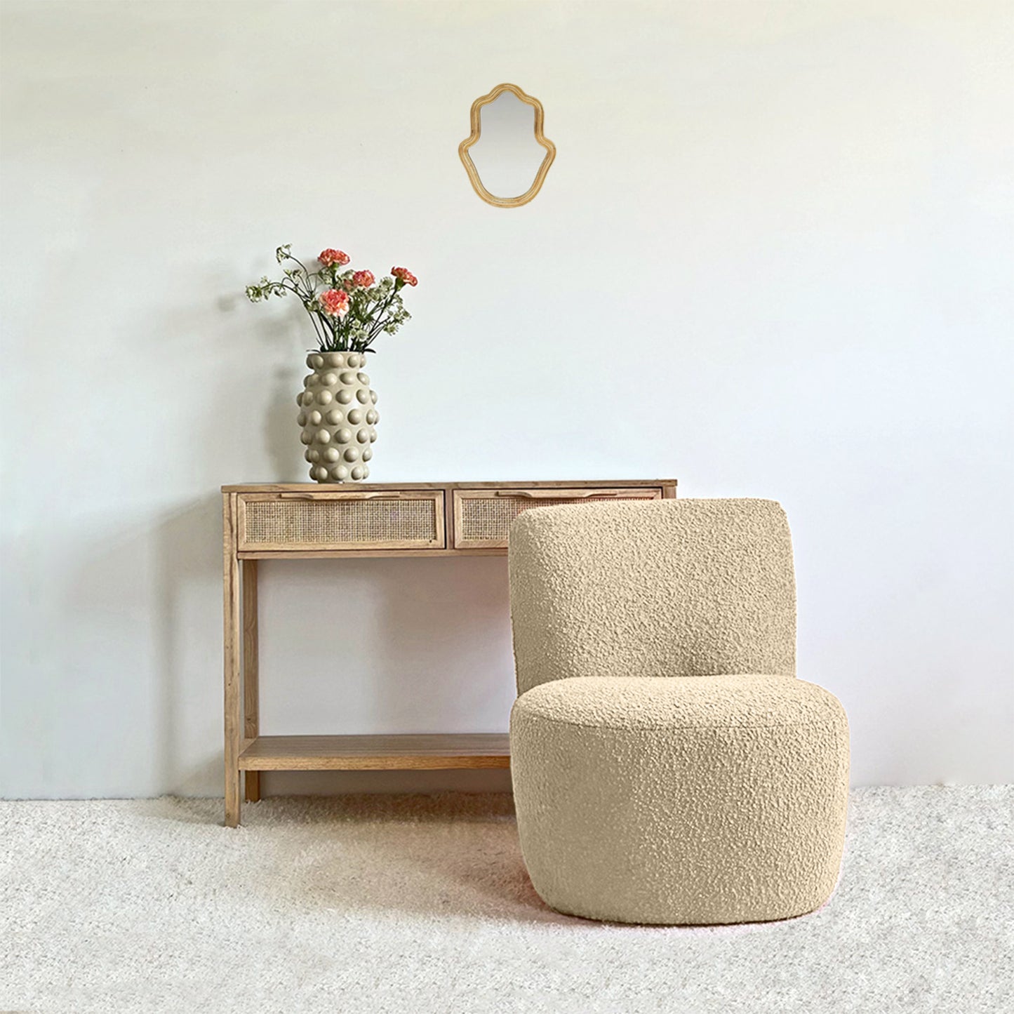 Fauteuil bouclette beige