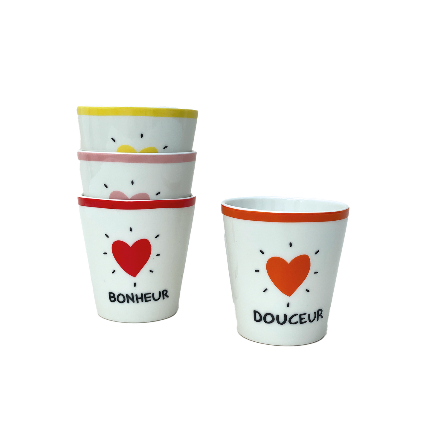 Set de 4 tasses coeurs