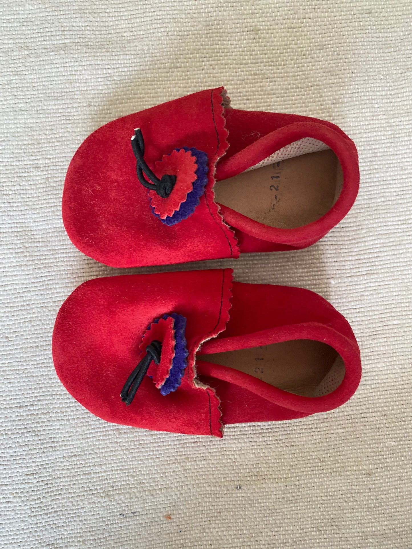 Taille 21 - Babouches bébé rose/rouge