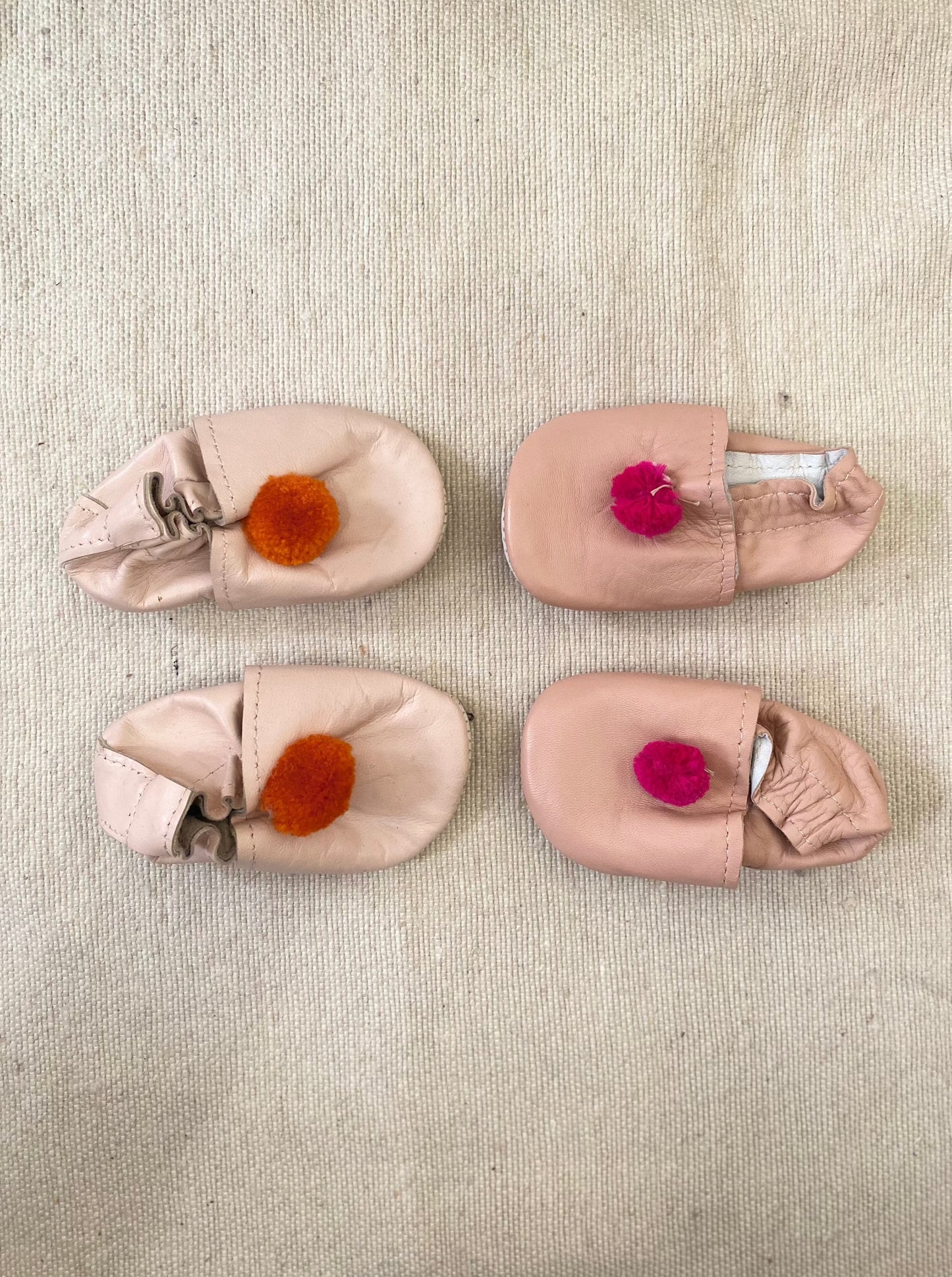 Taille 21 - Babouches bébé rose/rouge