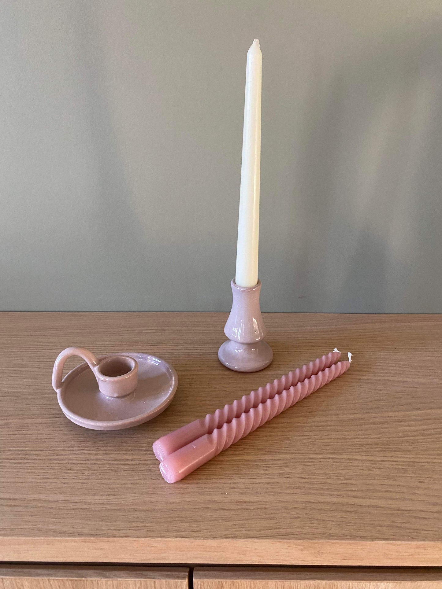 Mini bougeoir avec anse Rose pâle