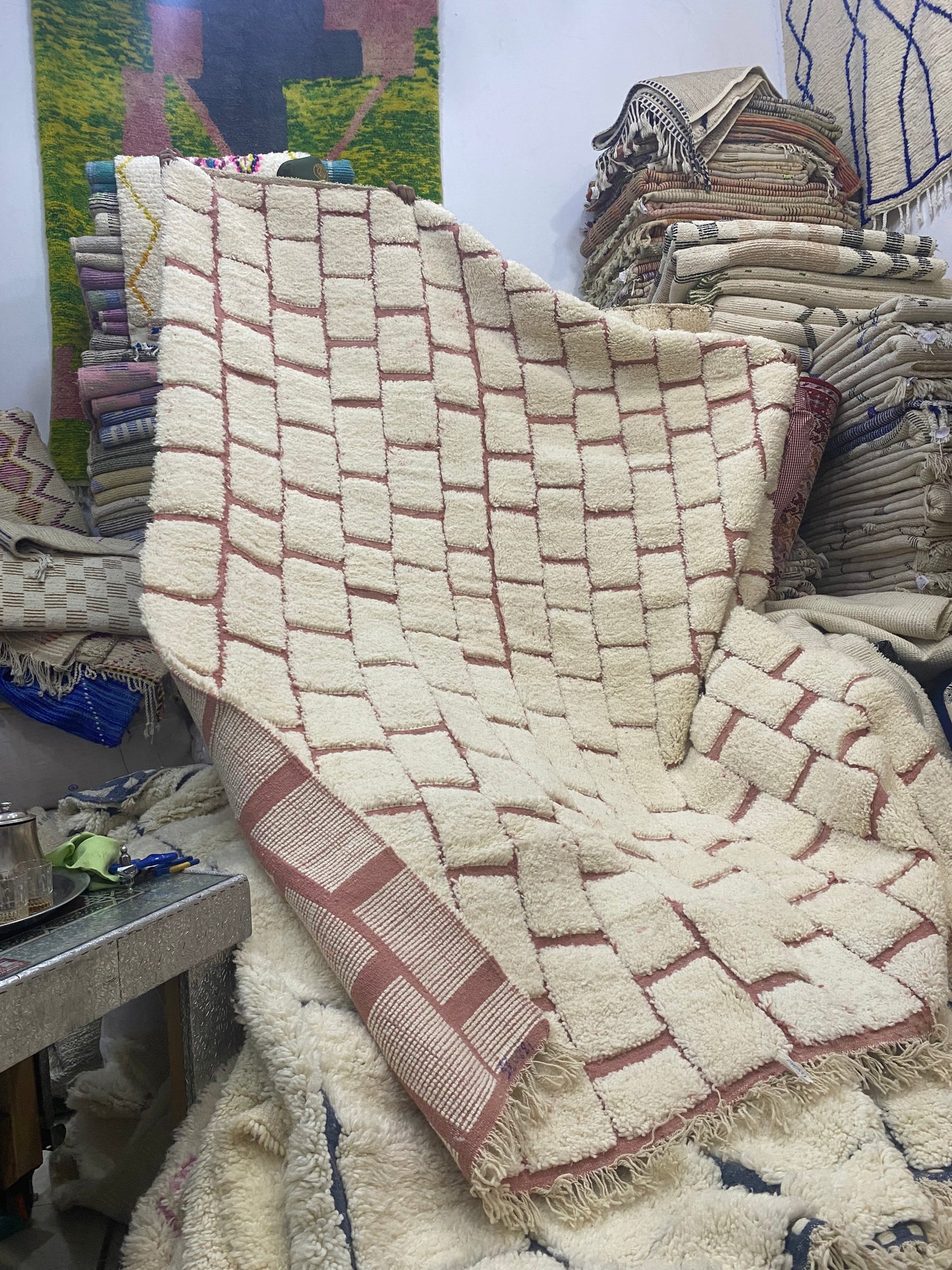 Tapis Béni Ouarain briques bordeaux