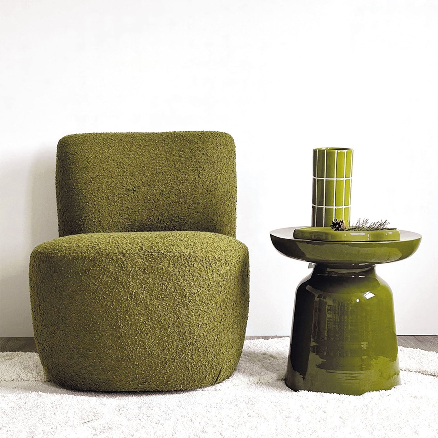 Vase à carreaux kaki