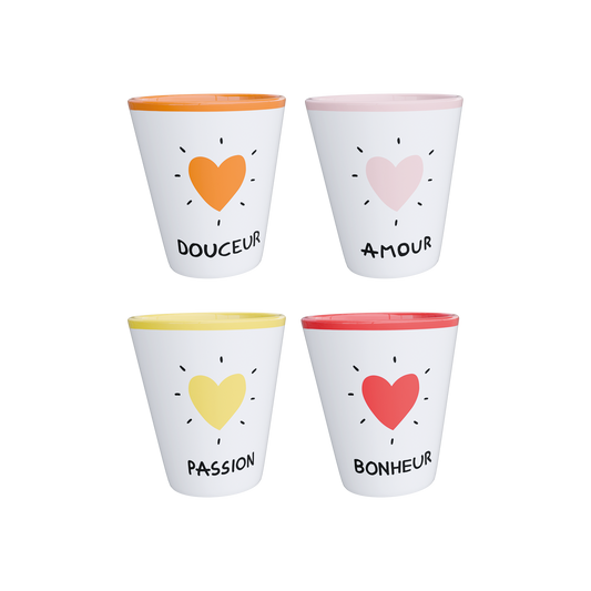 Set de 4 tasses coeurs