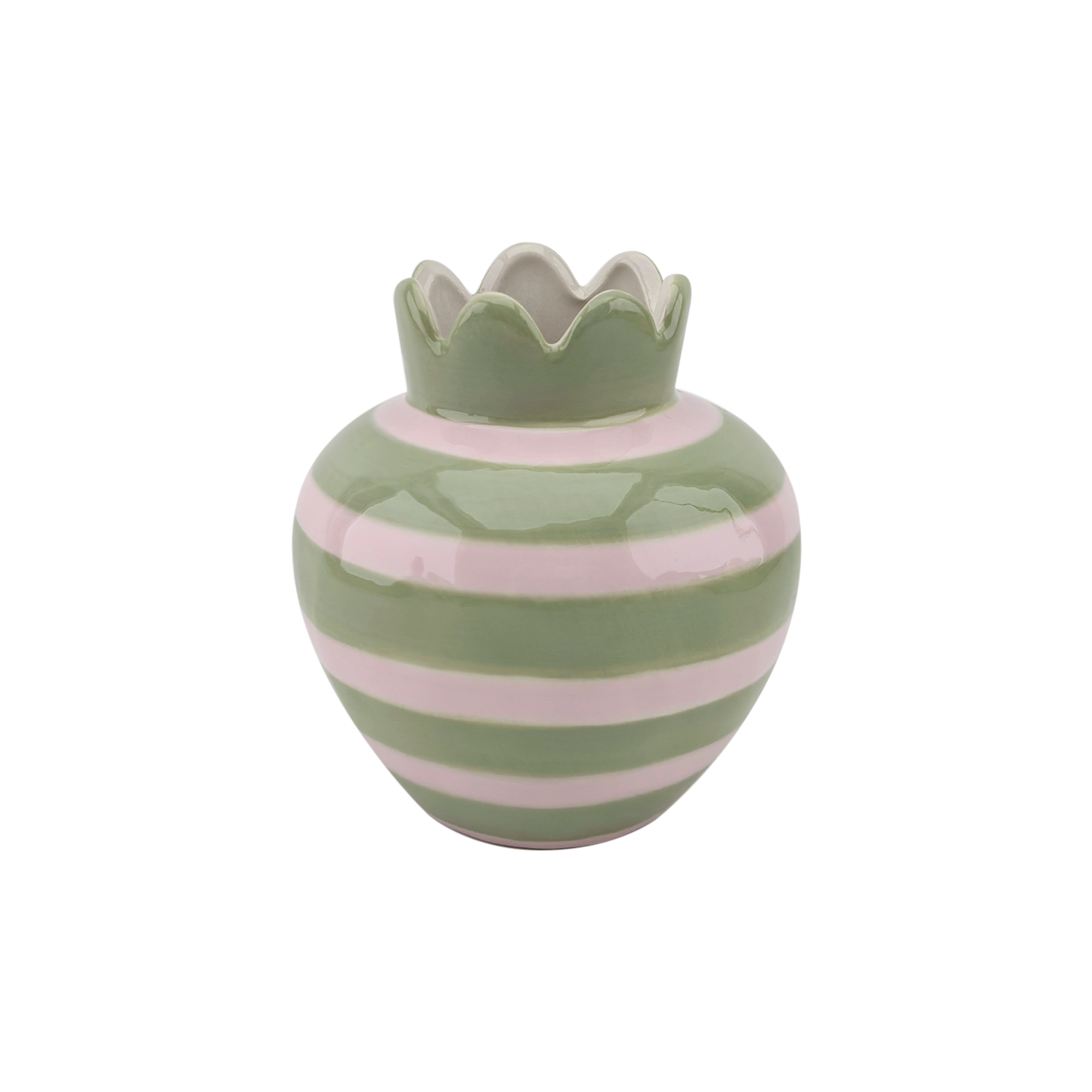 Vase ondulé rose & vert