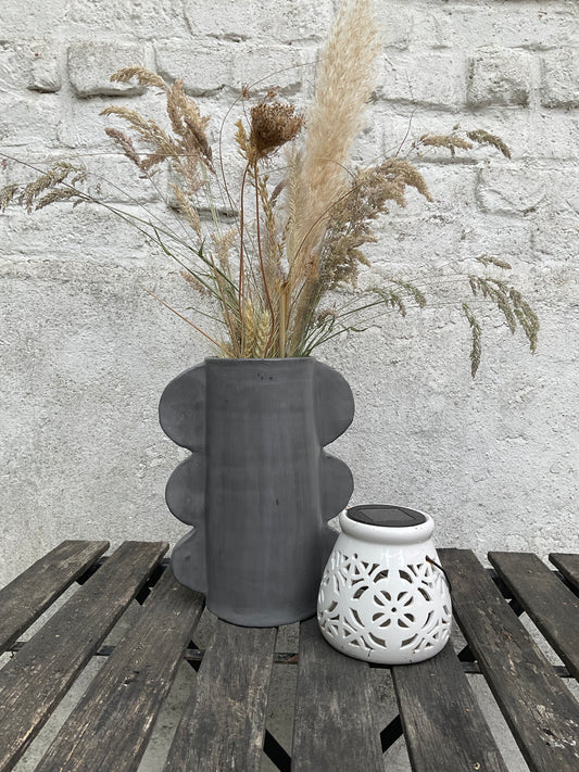 Vase marguerite gris