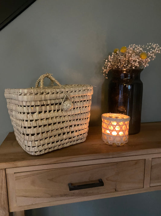 Petit panier rangement en feuille de palmier